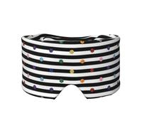 Imprimé arc-en-ciel à pois et rayures noir et blanc,Masque pour les yeux bloquant la lumière Cache-yeux et cache-oreilles pour le sommeil