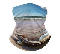 Imprimé Bandeau Magique, Bandana Perle de Moule d'Ocean Beach Anti-Solaire Chapeaux Demi-Visage pour Cyclisme Vélo Extérieur
