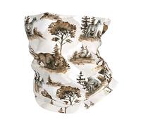 Imprimé Bandeau Magique, Cache-Cou Ours Loup Paysage Aquarelle Marron étanche à la poussière Écharpe Tube pour Moto Yoga Femme
