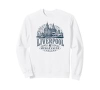 Imprimé Bleu Marine sur Le Front de mer de Liverpool, Merseyside, Angleterre Sweatshirt