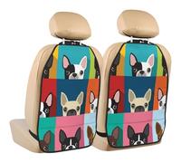 Imprimé Boston Terrier coloré,Lot de 2 Tapis de Protection pour siège arrière de Voiture, Organisateur de siège arrière Durable