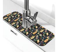 Imprimé bouteille de vin No.9036 Tapis de robinet pour évier de cuisine, protection anti-éclaboussures absorbant à séchage rapide, tapis de drainage autour du robinet pour évier de cuisine, tapis