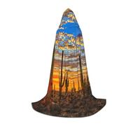 Imprimé cactus coucher de soleil dans le désert pour Halloween, cosplay, fête de Noël, robe de magicien, cape d'Halloween, cape médiévale de la Renaissance