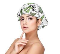 Imprimé cactus dessiné à la main,Bonnet de nuit en satin pour adulte - Bonnet de nuit élastique pour femme, couvre-cheveux de nuit
