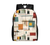 Imprimé Cartable Scolaire Chat d'art Moderne du Milieu du Siècle Sac À Dos Casual Sacs D'École Loisir pour Randonnée, Scolaires, Gym, 42X32X14Cm