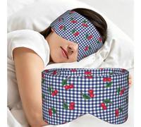 Imprimé cerises à carreaux bleus, Masque de sommeil pour la maison, les voyages et le travail posté, couvrant entièrement les yeux et bloquant la lumière