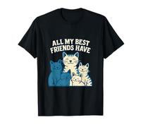 Imprimé chat rétro avec inscription « All My Best Friends Have Whiskers » T-Shirt