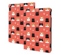 Imprimé chats mignons de dessins animés compatibles avec iPad 9e/8e/7e génération, étuis de tablette compatibles avec iPad 10,2 pouces, veille/réveil automatique, support folio