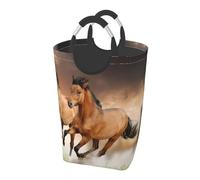 Imprimé cheval au galop,Panier à linge pliable, grand bac de rangement résistant avec poignées, 50 L