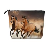 Imprimé Cheval au Galop,Trousse de Toilette de Voyage Portable, Imitation Lin, en Lin.