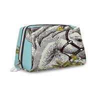 Imprimé cheval, trousse de maquillage, trousse de maquillage, couronne de fleurs de cheval de style bohème, organisateur en cuir, trousse de toilette réutilisable, vert, M, Vert_3, Taille unique,