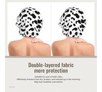Imprimé chien dalmatien tache noire,Bonnet de nuit en satin réglable en soie pour adulte, bonnet de nuit élastique pour femme
