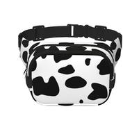 Imprimé Chien Dalmatien Tache Noire,Sac Banane carré Double Couche, Sac de Poitrine