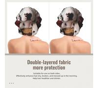 Imprimé chiot dalmatien,Bonnet de nuit en satin réglable en soie pour adulte, bonnet de nuit élastique pour femme