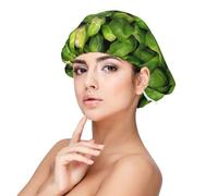 Imprimé chou de Bruxelles vert,Bonnet de nuit en satin pour adulte - Bonnet de nuit élastique pour femme, couvre-cheveux de nuit