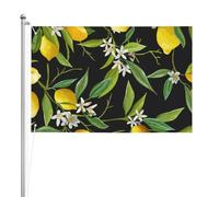 Imprimé citron et fleur,Drapeau de jardin, bannière décorative, drapeau double face, 2 x 3 pieds, pour extérieur et intérieur