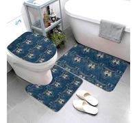 Imprimé Cool Wolf Aux Yeux Bleus Lot De 3 Tapis Bain Lavable Tapis WC Doux Carpettes De Toilette pour Intérieur Maison Chambre À Coucher