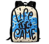 Imprimé Daypack La Vie Est Un Jeu Sacs De Voyage Multicolore Cartable Scolaire pour Usage Quotidien, Trekking, Scolaires, 42X32X14Cm