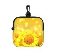 Imprimé de Champ de tournesols,Pochette de Rangement carrée à Fermeture éclair, Porte-Monnaie en néoprène, Petit Portefeuille, Pochette à Monnaie, Porte-Monnaie