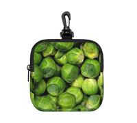 Imprimé de Choux de Bruxelles Verts,Pochette de Rangement carrée à Fermeture éclair, Porte-Monnaie en néoprène, Petit Portefeuille, Pochette à Monnaie, Porte-Monnaie