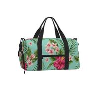 Imprimé de Fleurs de frangipanier et d'hibiscus, Motif de Feuille de Palmier Exotique de la Jungle,Sac de Sport bandoulière à Main, Sac de Voyage Grande capacité pour Femmes et Hommes