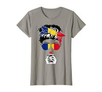 Imprimé Drapeau roumain avec Inscription « Mom Girl Sister Aunt » T-Shirt