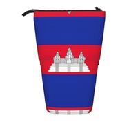 Imprimé Du Drapeau Du Cambodge Télescopique Trousse Crayon 2-En-1 Trouse Sur Pied Durable Étui Sac À Crayons Pour Maison Bureau Adultes