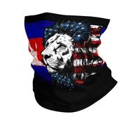 Imprimé Écharpe Demi-Visage,Les Drapeaux américain et cambodgien combinent Le Lion,Bandeau Magique Anti-UV Tube Bandeaux pour Randonnée Jogging Cyclisme 26X30cm