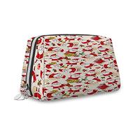 Imprimé égyptien, trousse de maquillage, trousse de maquillage, personnages de dessin animé, histoire archéologique, organisateur en cuir, trousse de toilette réutilisable, marron multicolore, S,
