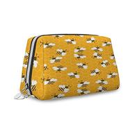 Imprimé égyptien, trousse de maquillage, trousse de maquillage, personnages de dessin animé, histoire archéologique, organisateur en cuir, trousse de toilette réutilisable, marron multicolore, S,