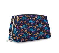 Imprimé égyptien, trousse de maquillage, trousse de maquillage, personnages de dessin animé, histoire archéologique, organisateur en cuir, trousse de toilette réutilisable, marron multicolore, S,