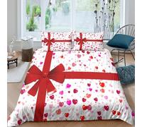 Imprimé en 3D coffret cadeau en forme de cœur Housse de couette Microfibre Linge de lit Avec taie d'oreiller Qualité Taie de couette Raffiné pour grands-parents amis familles Super king（260x220cm）