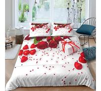 Imprimé en 3D coffret cadeau romantique Couverture housse Linge de lit Avec taie d'oreiller Doux style de la Saint-Valentin Housse de couette Ultra-doux pour adultes adolescents King（220x240cm）