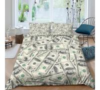Imprimé en 3D des flux de trésorerie Housse de couette Linge de lit Avec taie d'oreiller Confortable de conception des billets de banque Taie de couette Léger pour colocataires Double（200x200cm）