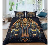 Imprimé en 3D dieux antiques Housse de couette Linge de lit Avec taie d'oreiller Séchant rapide L'mystique égyptien Taie de couette Anti-acarien pour célibataires couples Super king（260x220cm）