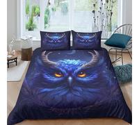 Imprimé en 3D du hibou nocturne Couverture housse Linge de lit Avec taie d'oreiller Durable conception de créatures fantastiques Housse de couette Lavable pour adultes enfants Super king（260x220cm）