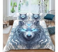 Imprimé en 3D Esprit du Loup Couverture Housse Microfibre Linge de lit avec taie d'oreiller Qualité Art Fantastique et Mythique Housse de Couette Raffiné pour Proches Amis collègues Double（200x200cm）