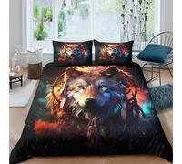 Imprimé en 3D Esprit du loup Housse pour couette Microfibre Linge de lit Avec taie d'oreiller Doux Style artistique fantastique Couverture housse pour adultes enfants travailleurs Double（200x200cm）