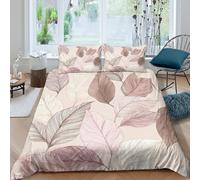 Imprimé en 3D feuilles d'automne Housse de couette Microfibre Linge de lit Avec taie d'oreiller Beau botanique dessiné à la main Taie de couette Luxe pour familles couples amis King（220x240cm）