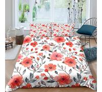 Imprimé en 3D fleurs à l'aquarelle Housse de couette Microfibre Linge de lit Avec taie d'oreiller Doux motif botanique Taie de couette Durable pour adultes célibataires familles Super king（260x220cm）