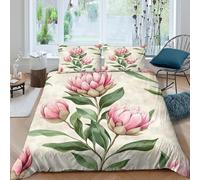 Imprimé en 3D fleurs de protéa roses Housse de couette Microfibre Linge de lit Avec taie d'oreiller Précieux Jardin botanique Taie de couette Beau pour familles collègues parents Double（200x200cm）