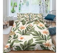 Imprimé en 3D Fleurs tropicales Housse de couette Microfibre Linge de lit Avec taie d'oreiller Précieux Jardin botanique Taie de couette Beau pour familles proches collègues Single（135x200cm）
