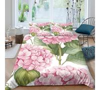 Imprimé en 3D hortensia rose Housse de couette Linge de lit Avec taie d'oreiller Doux design floral botanique Taie de couette Durable pour adultes célibataires familles Super king（260x220cm）
