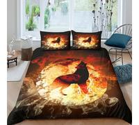 Imprimé en 3D hurlement du loup Housse pour couette Microfibre Linge de lit Avec taie d'oreiller Durable style d'numérique Couverture housse Doux pour étudiants couples adolescents Single（140x200cm）