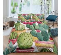 Imprimé en 3D jardin de cactus Taie de couette Microfibre Linge de lit Avec taie d'oreiller Luxe illustration botanique Housse pour couette Qualité pour familles parents couples Double（200x200cm）