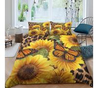 Imprimé en 3D jardin de tournesols Taie de couette Microfibre Linge de lit Avec taie d'oreiller Style naturel vibrant Housse pour couette Lavable pour adolescents adultes couples Double（200x200cm）