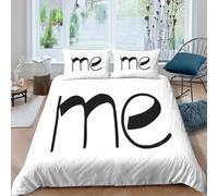 Imprimé en 3D m'a écrit à la main Housse de couette Linge de lit Avec taie d'oreiller Beau calligraphie minimaliste Taie de couette Luxe pour familles grands-parents parents Super king（260x220cm）