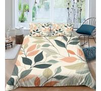 Imprimé en 3D Motif de feuilles Housse de couette Linge de lit Avec taie d'oreiller Ultra-doux d'illustration botanique_ Taie de couette Léger pour adolescents couples familles Double（200x200cm）