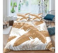 Imprimé en 3D Motif de feuilles tropicales Housse de couette Microfibre Linge de lit Avec taie d'oreiller Durable mural botanique Taie de couette Doux pour familles adultes couples Double（200x200cm）