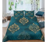 Imprimé en 3D Ornement floral Taie de couette Linge de lit Avec taie d'oreiller Luxe Motif botanique vintage Housse pour couette Qualité pour collègues couples familles Super king（260x220cm）